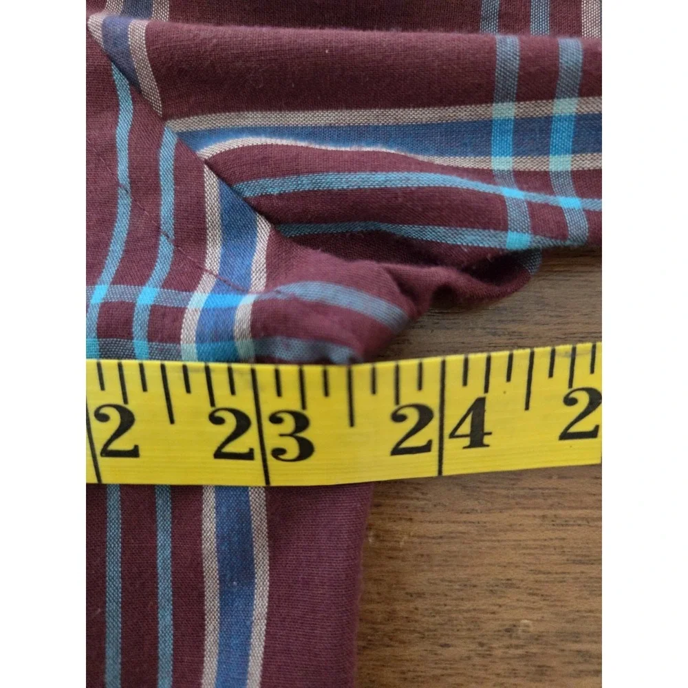 Men's Vtg Levi's Button Down Shirt Plaid Long Sleeve Sz‎ Xl Burgundy